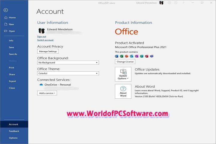 Microsoft Office Pro Plus 2021 v2109 Build 14430.20276 PC Software with keygen